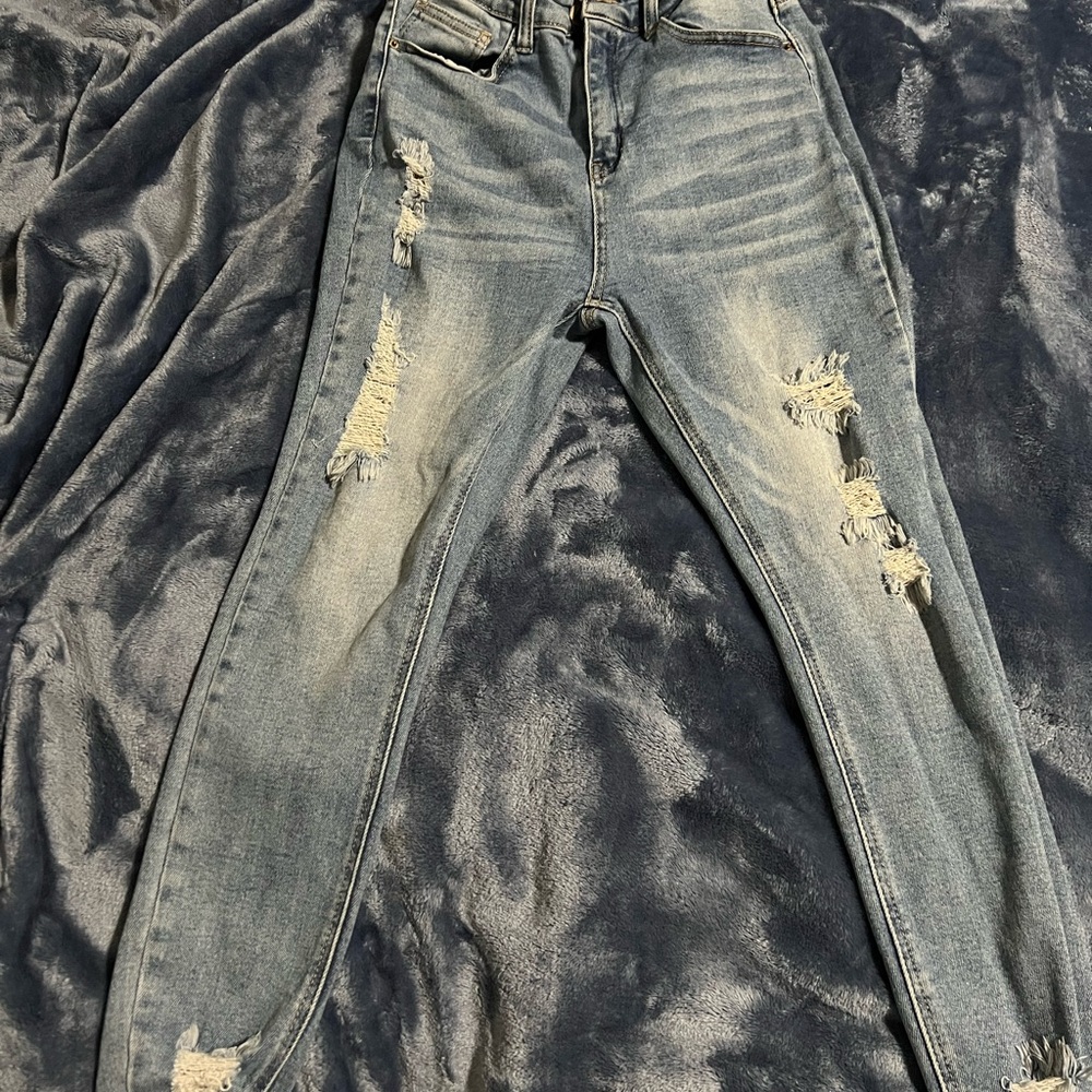 Ripped blue jeans
